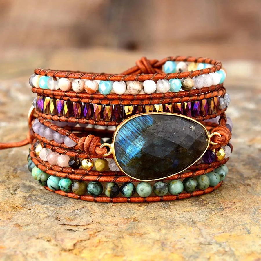 Labradorite Jaspers Wrap Bracelet