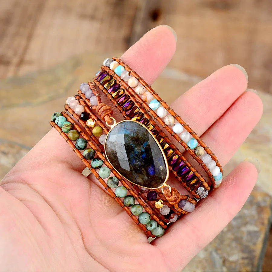 Labradorite Jaspers Wrap Bracelet
