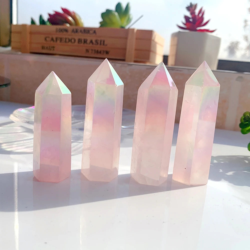 Aura Rose Quartz Crystal Point