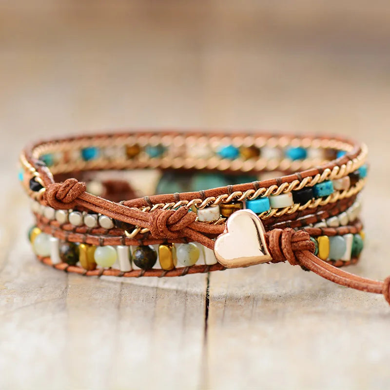 Chrysocolla & Jasper Wrap Bracelet