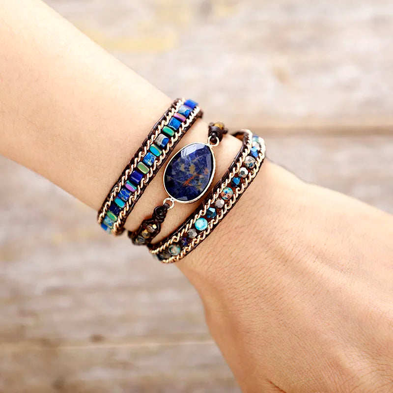 Sodalite Jasper Wrap Bracelet