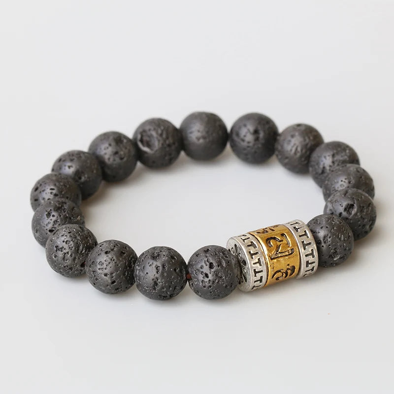 Protection Mantra Lava Stone Bracelet