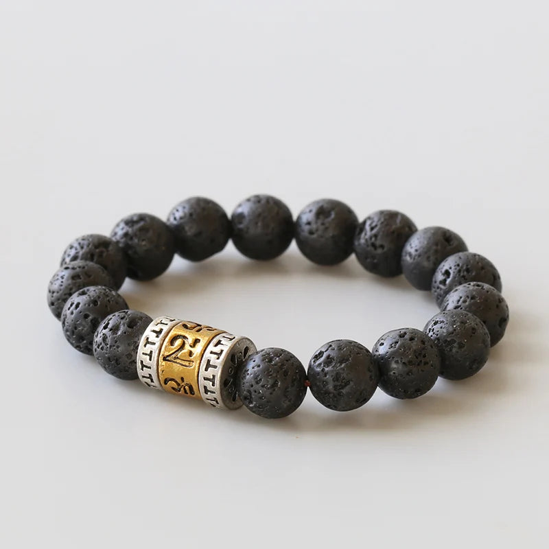 Protection Mantra Lava Stone Bracelet