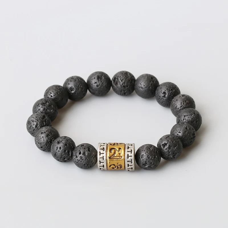 Protection Mantra Lava Stone Bracelet