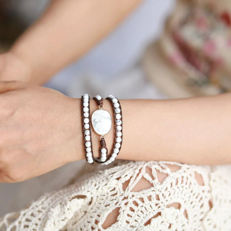Howlite Boho Wrap Bracelet