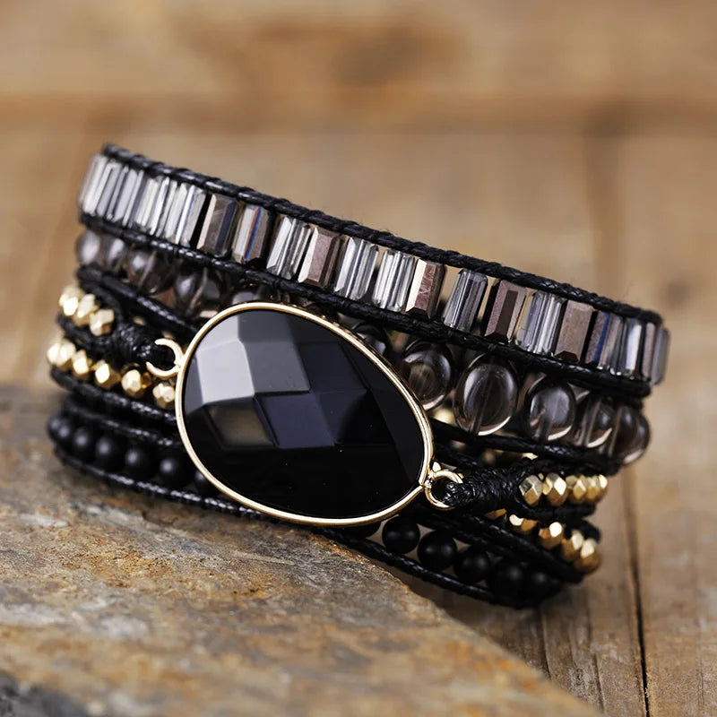 Black Onyx Protection Wrap Bracelet