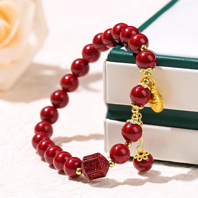Buddha Barrel Cinnabar Bracelet