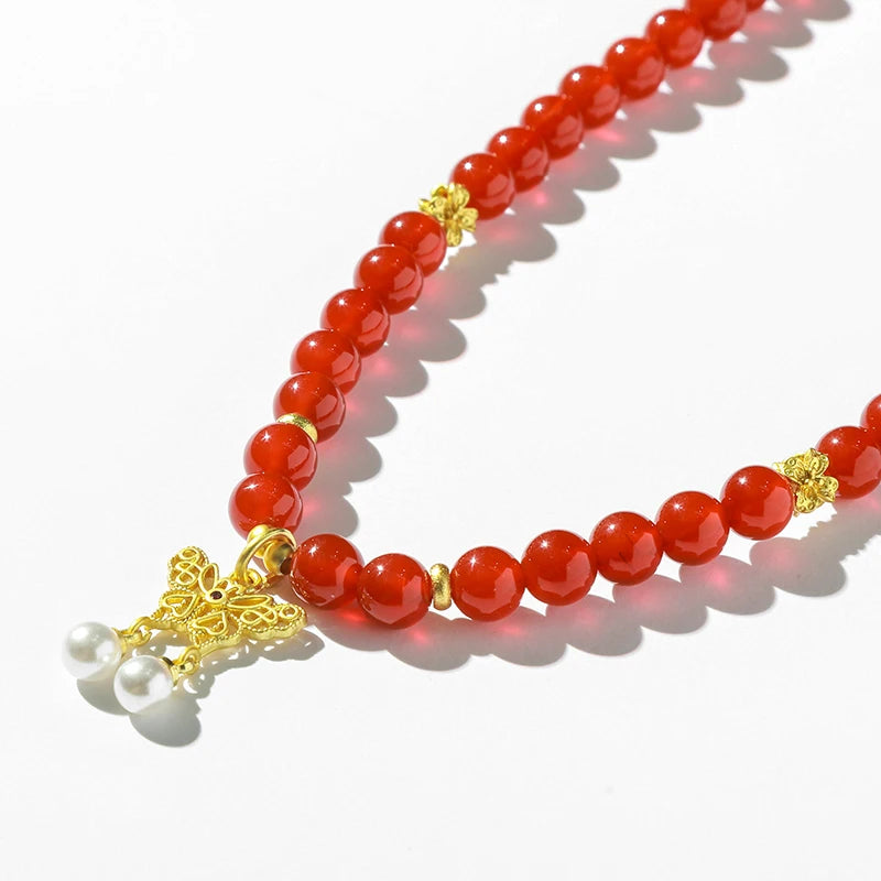 Multilayer Red Agate Bracelet