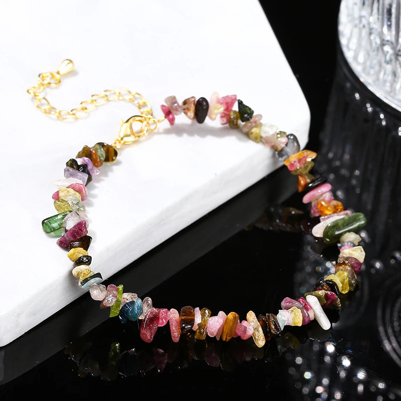 Rainbow Tourmaline Chain Bracelet