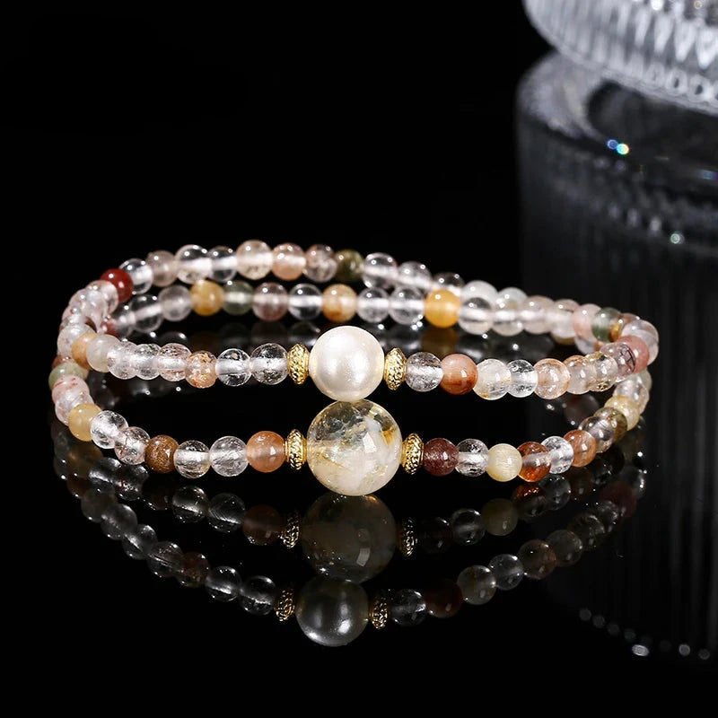 Multilayered Rutilated Quartz Bracelet