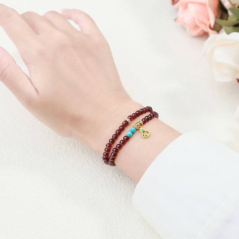 Double Layer Garnet Bracelet