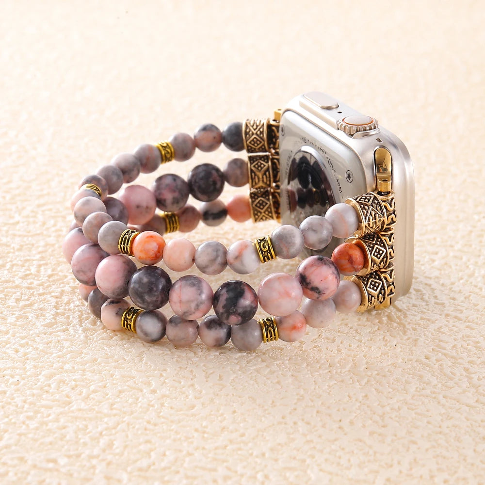 Pink Zebra Jasper Apple Watch Strap