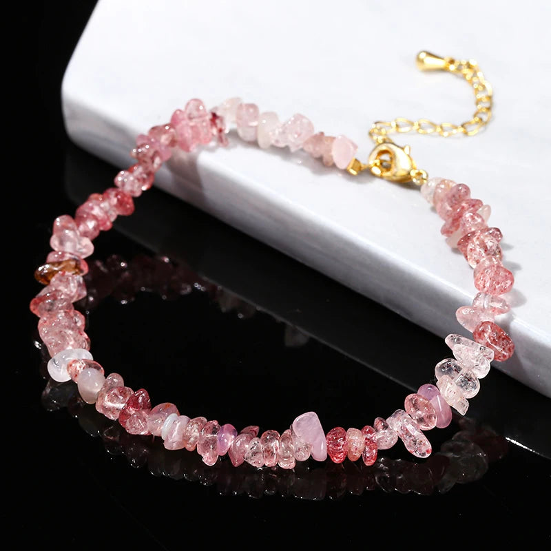 Strawberry Quartz Chain Bracelet