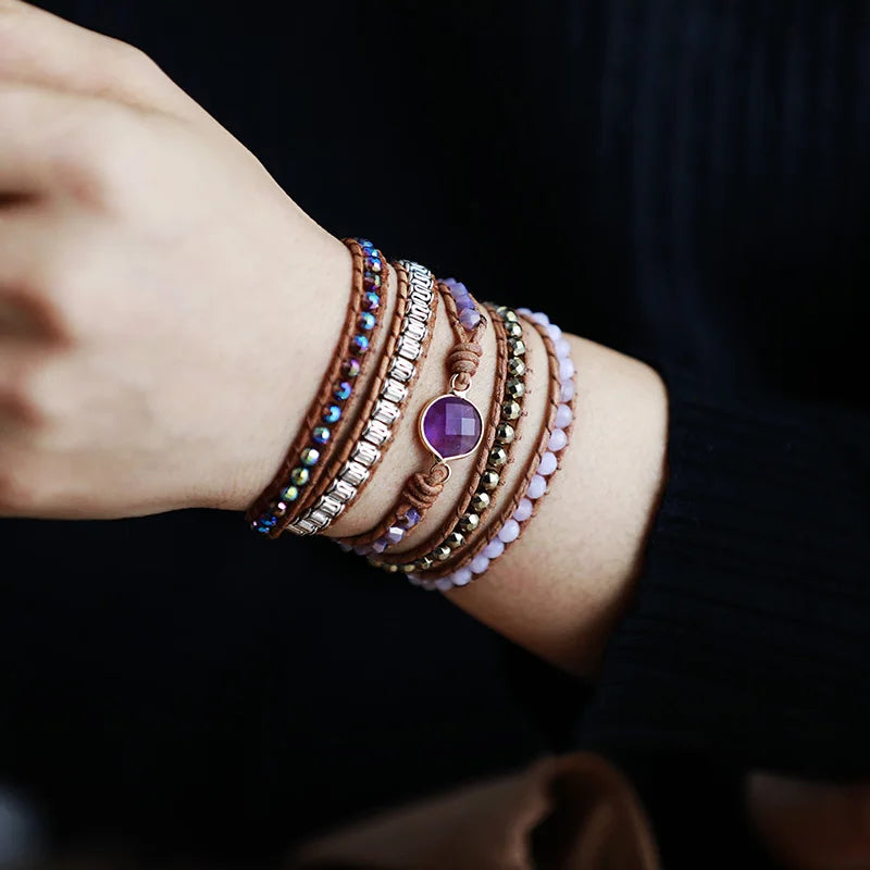 Amethyst & Pyrite Wrap Bracelet
