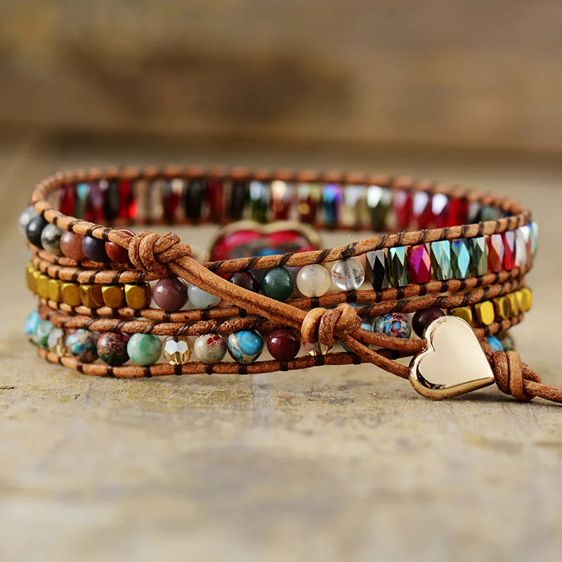 Pink Imperial Jasper Wrap Bracelet