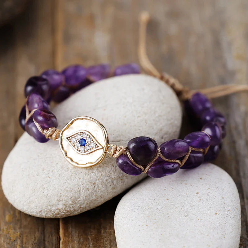 Evil Eye Amethyst Bracelet