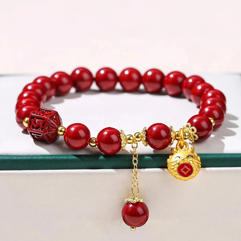 Buddha Barrel Cinnabar Bracelet