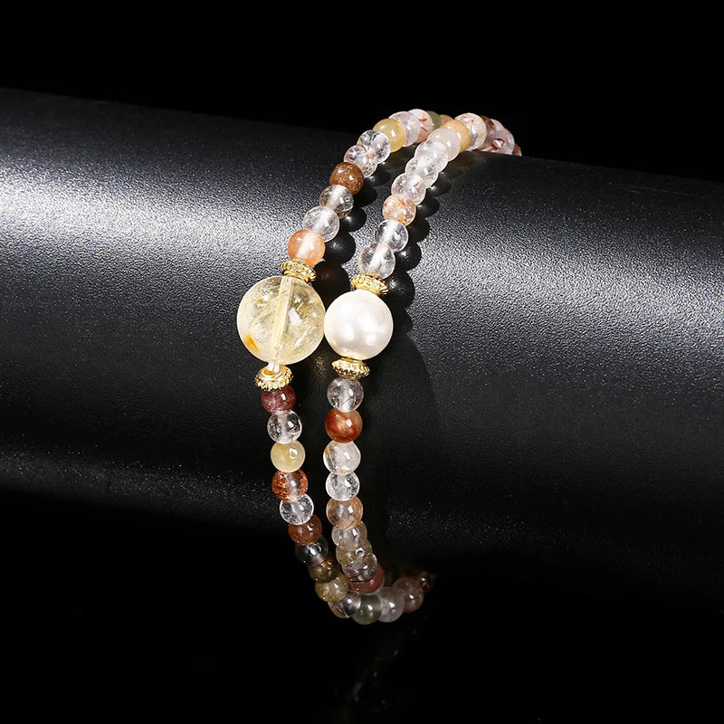 Multilayered Rutilated Quartz Bracelet