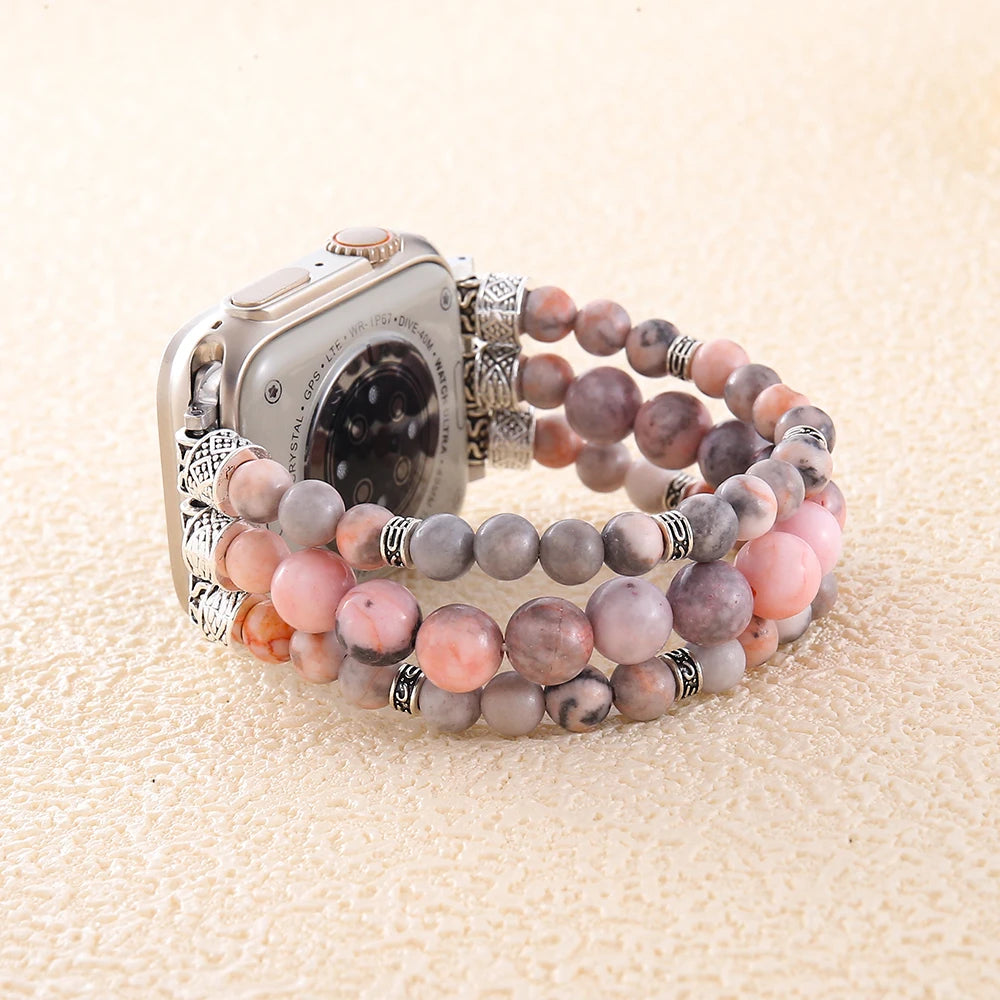 Pink Zebra Jasper Apple Watch Strap