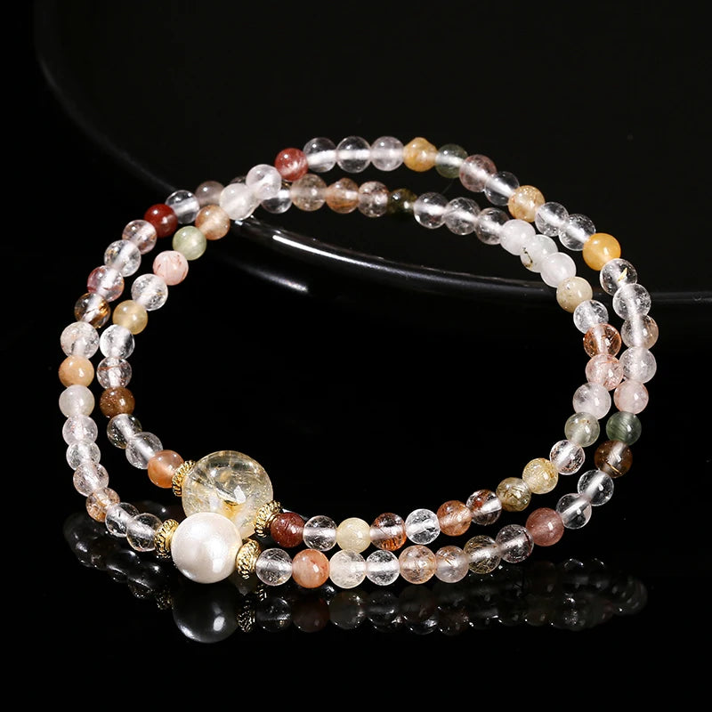 Multilayered Rutilated Quartz Bracelet