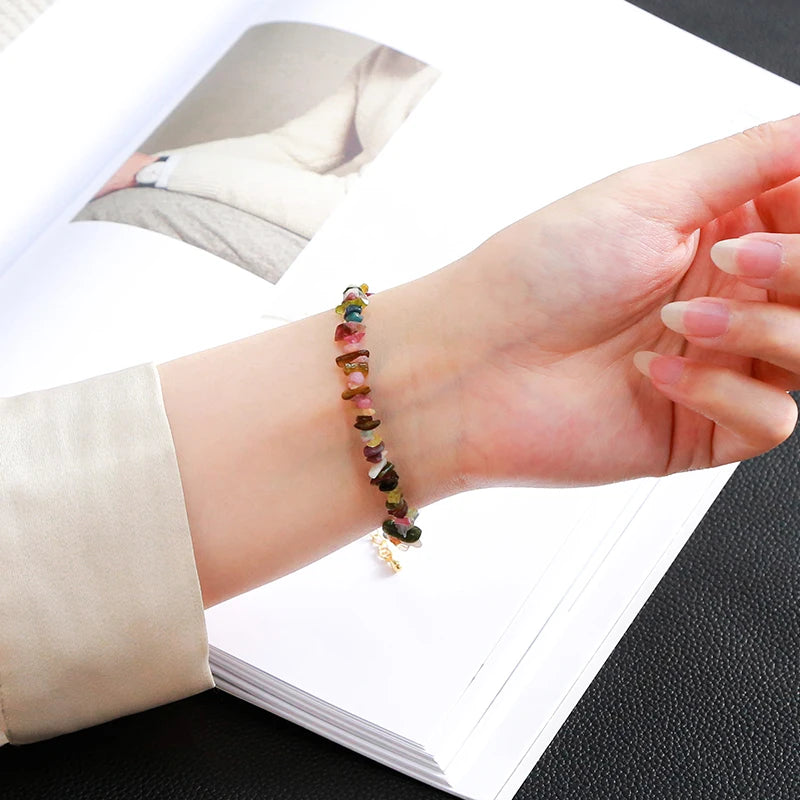 Rainbow Tourmaline Chain Bracelet
