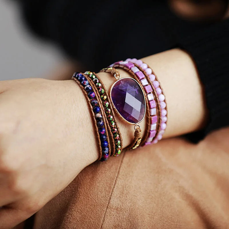 Amethyst Kunzite Wrap Bracelet