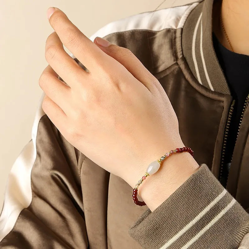 Lucky Garnet Chain Bracelet