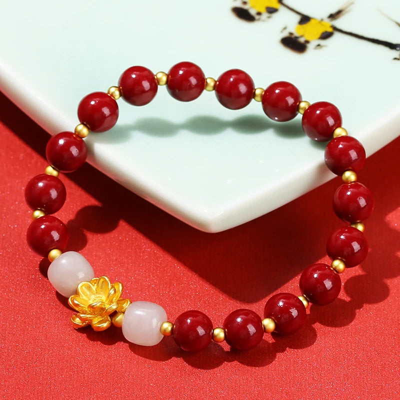 Lotus Charm Cinnabar Bracelet