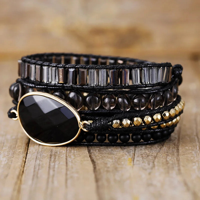 Black Onyx Protection Wrap Bracelet