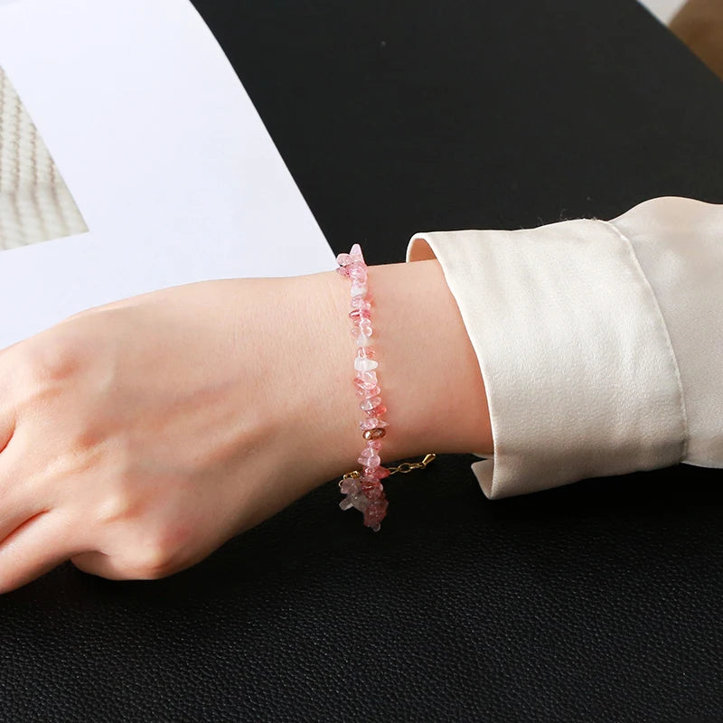Strawberry Quartz Chain Bracelet