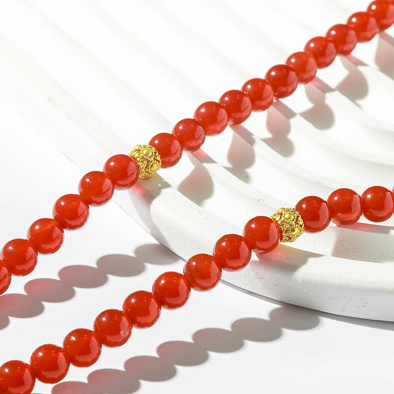 Multilayer Red Agate Bracelet
