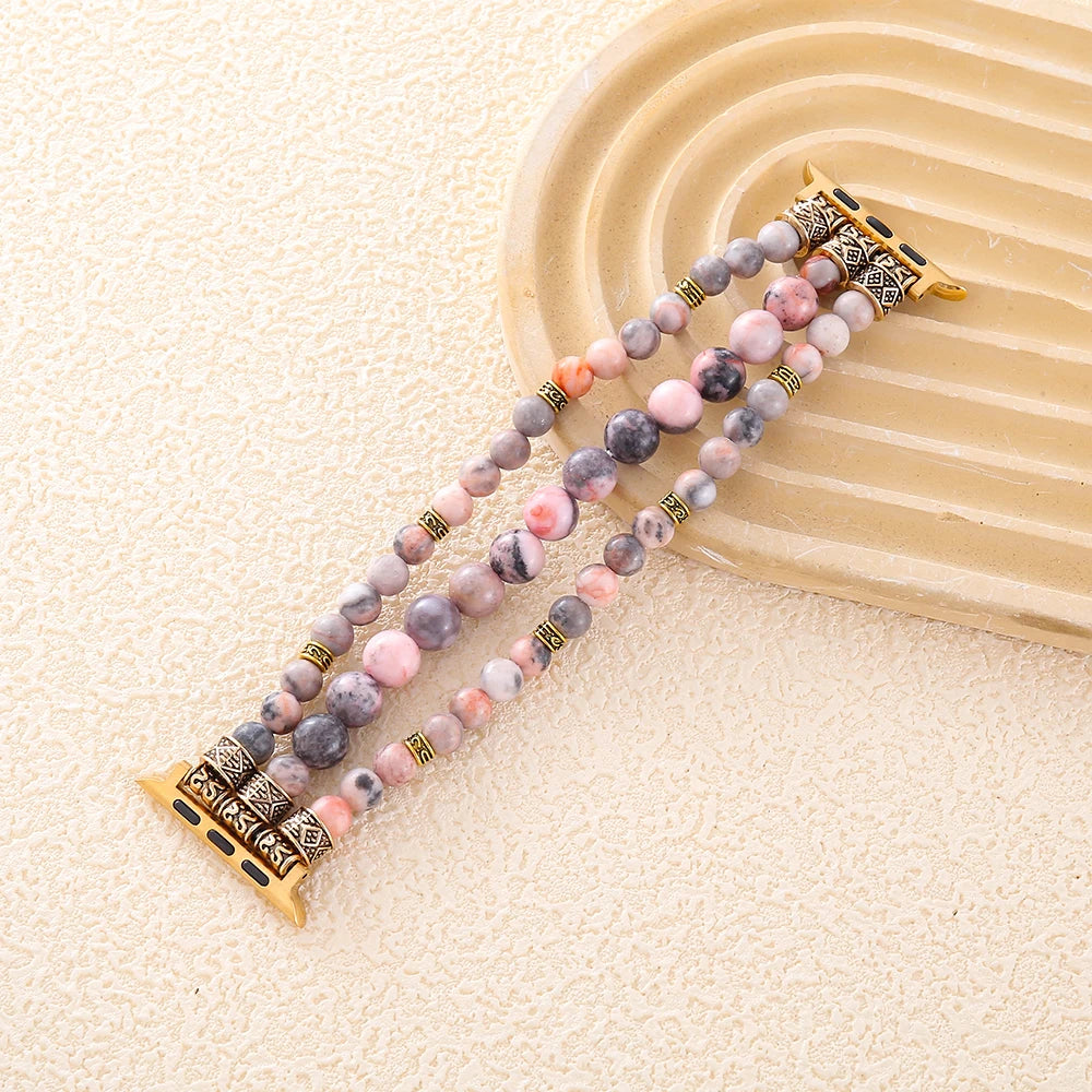 Pink Zebra Jasper Apple Watch Strap