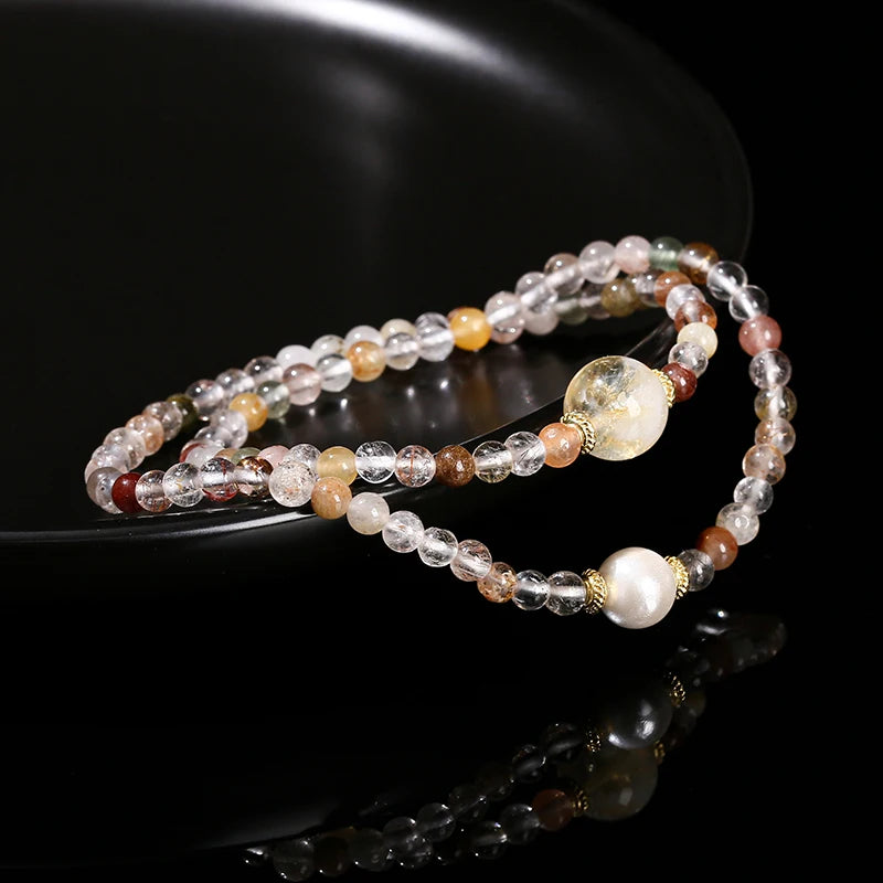 Multilayered Rutilated Quartz Bracelet