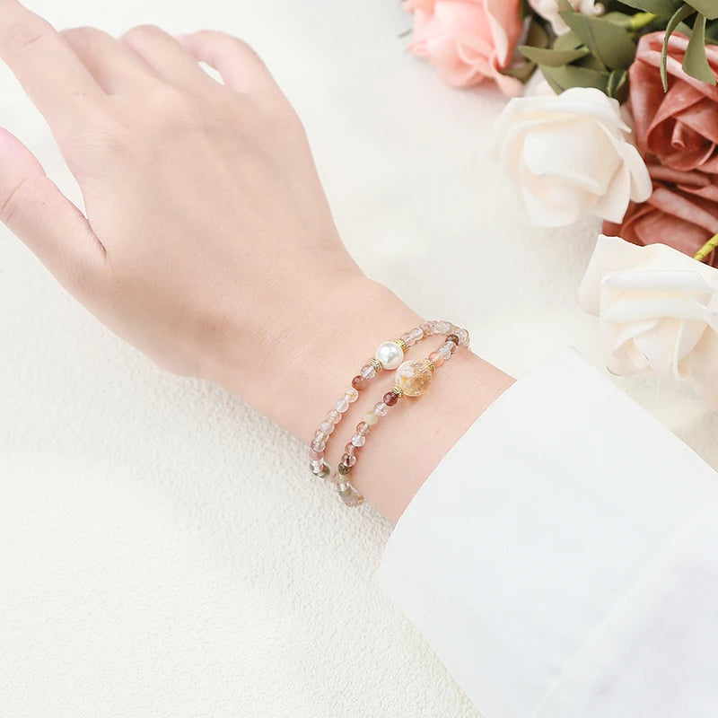 Multilayered Rutilated Quartz Bracelet