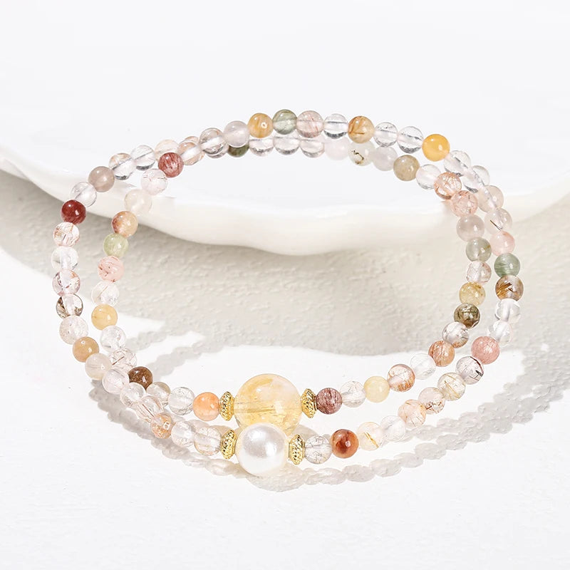 Multilayered Rutilated Quartz Bracelet