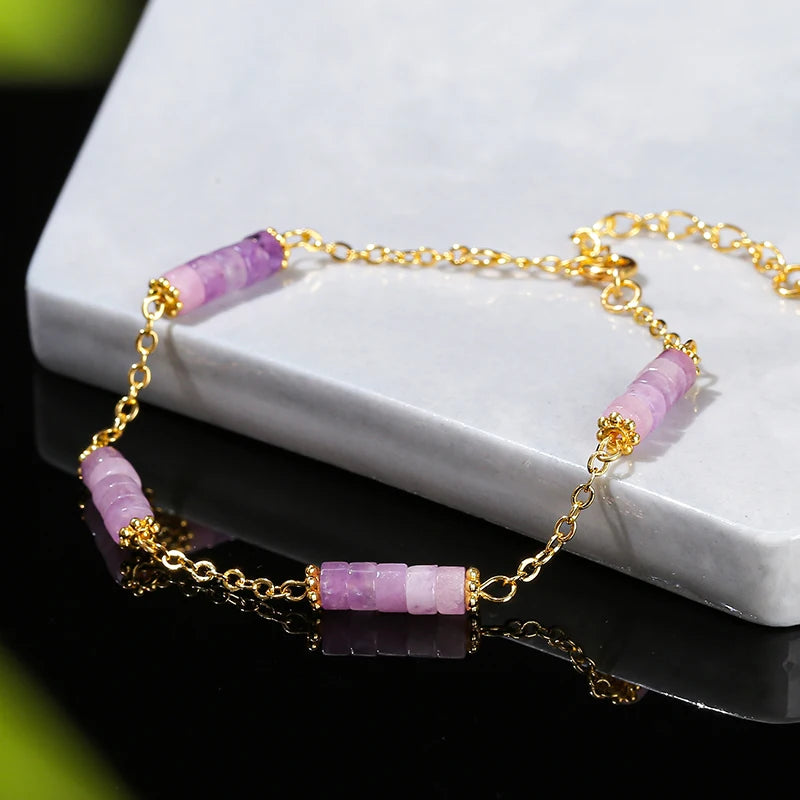 Lilac Chalcedony Chain Bracelet