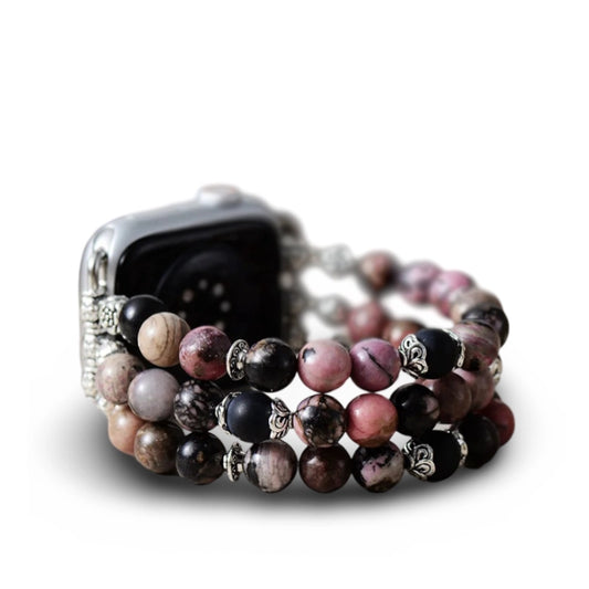 Black Rhodonite Apple Watch Strap