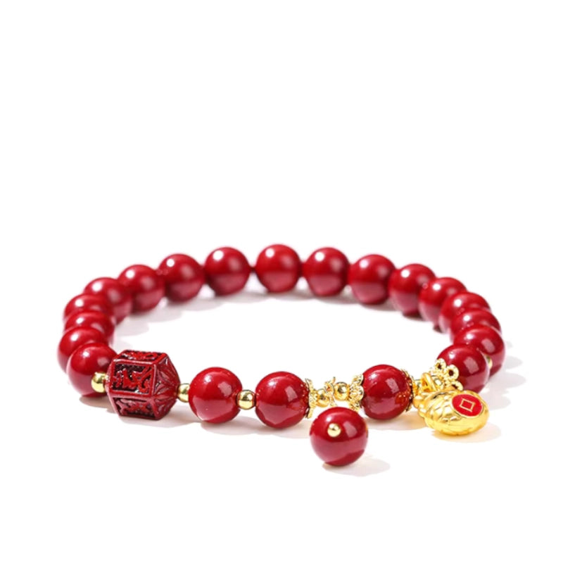 Buddha Barrel Cinnabar Bracelet