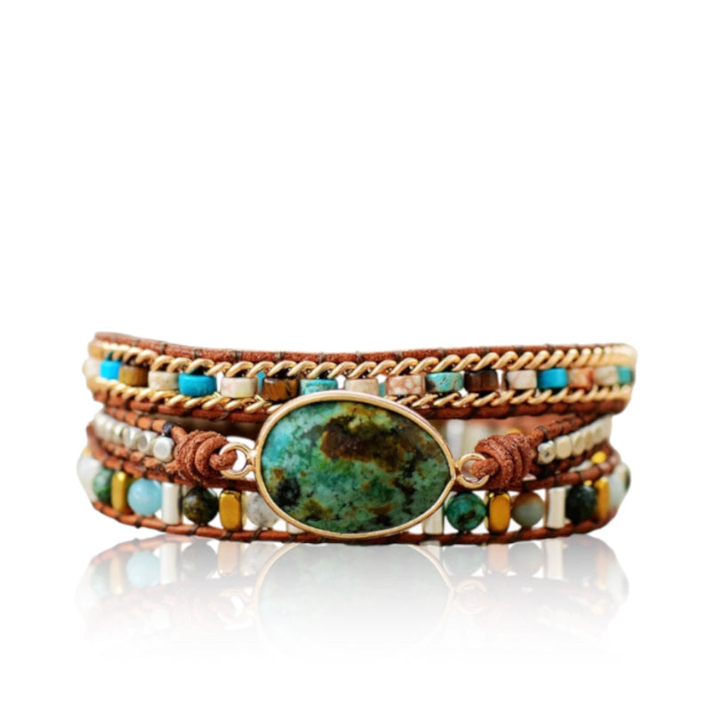 Chrysocolla & Jasper Wrap Bracelet