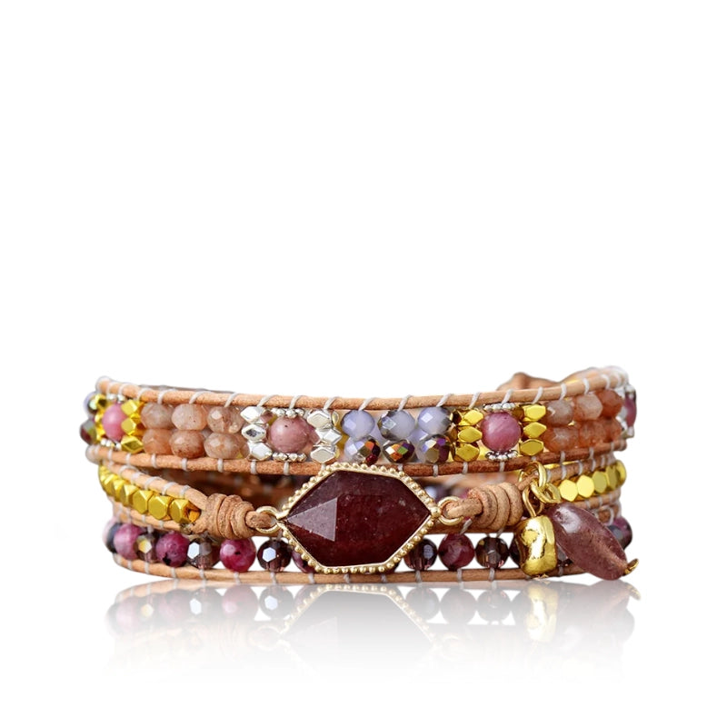 Natural Garnet & Jasper Wrap Bracelet