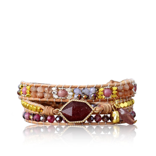 Natural Garnet & Jasper Wrap Bracelet
