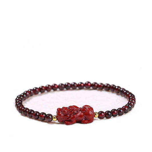 Garnet Cinnabar Pixiu Bracelet