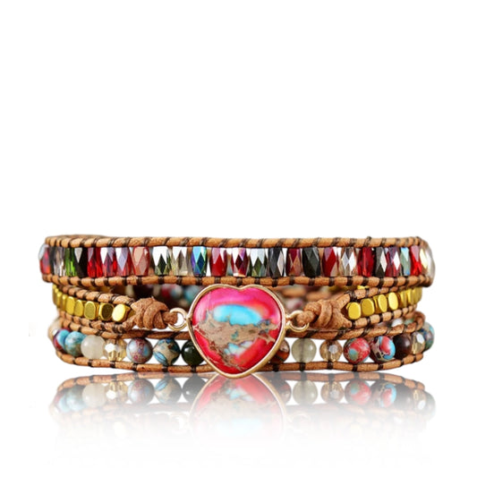 Pink Imperial Jasper Wrap Bracelet