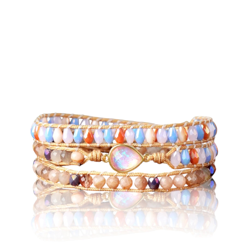 Japanese Opal & Sunstone Wrap Bracelet