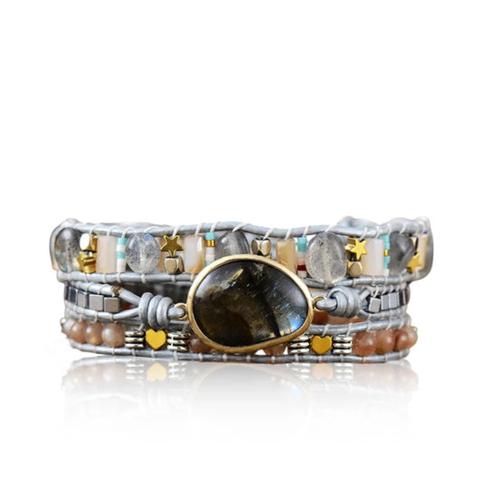 Labradorite Sunstone Wrap Bracelet