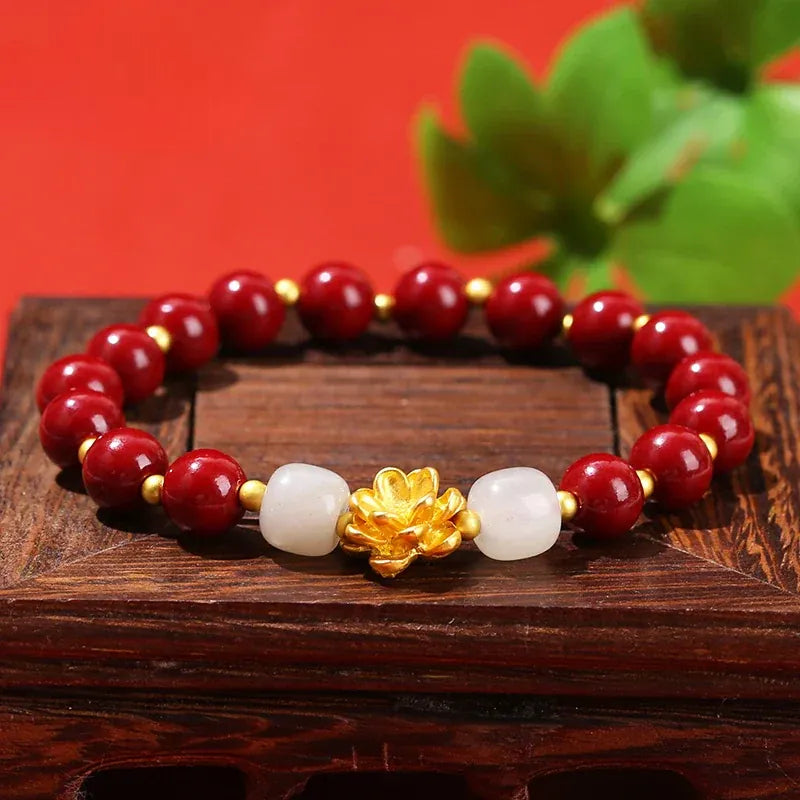 Lotus Charm Cinnabar Bracelet