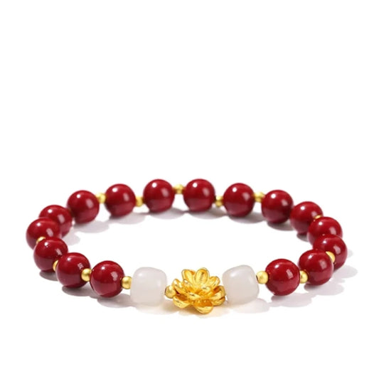 Lotus Charm Cinnabar Bracelet