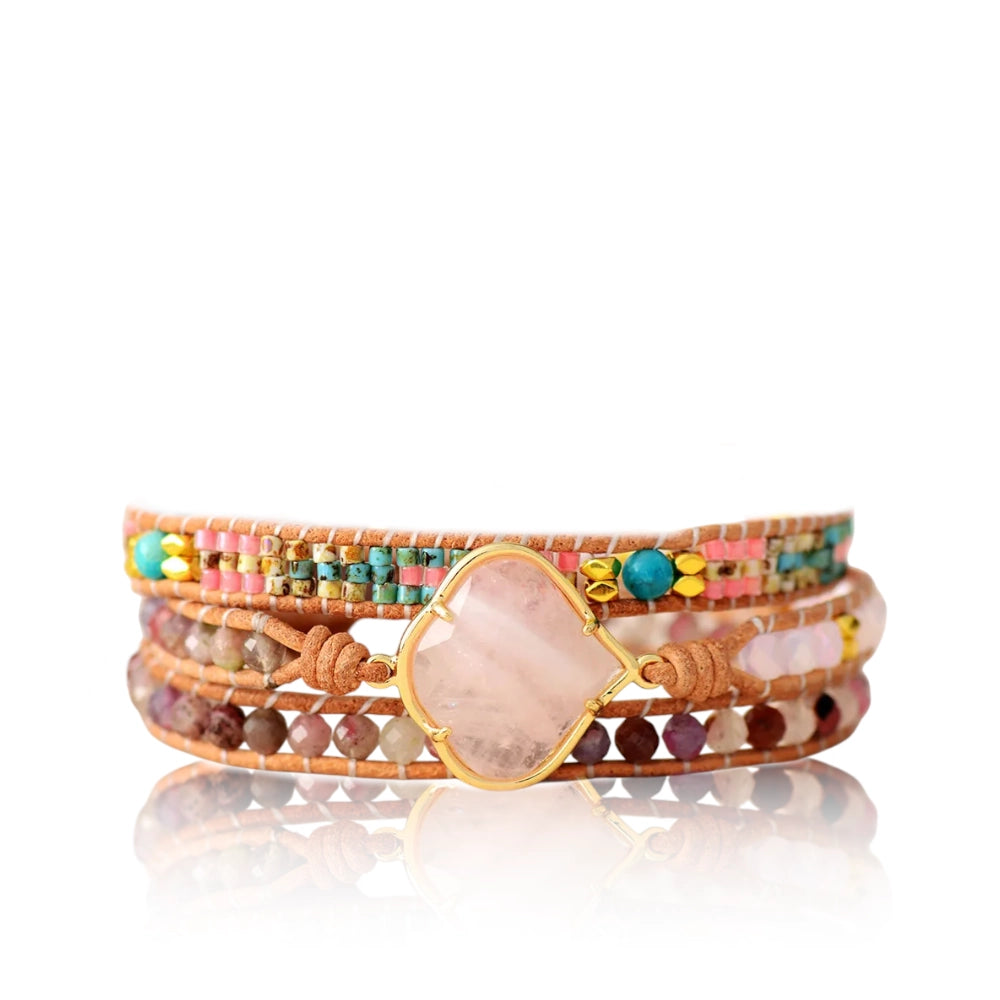Loving Rose Quartz Mixed Jaspers Wrap Bracelet