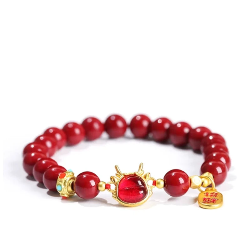 Lucky Dragon Cinnabar Bracelet