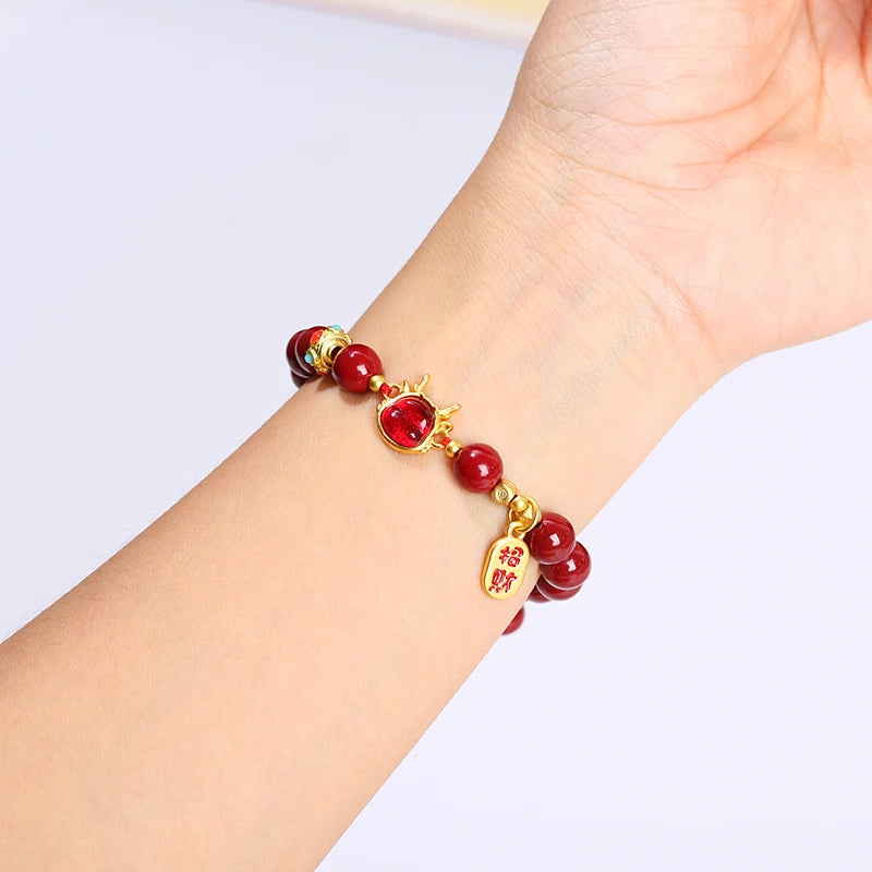 Lucky Dragon Cinnabar Bracelet
